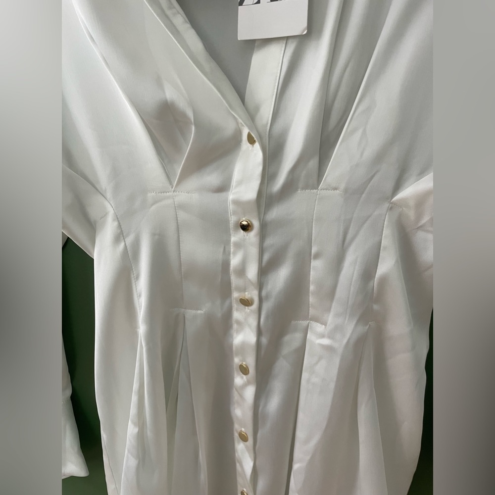 ZARA NWT White Silky Dress - Picture 6 of 16